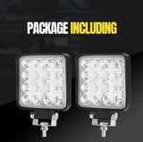 Lightfox 2x 4inch Osram Square LED Work Lights Flood Reverse Ute Truck 12V 24V