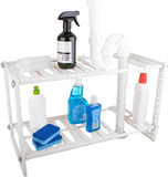Expandable Under Sink Organiser D.Line White  2 Tier Kitchen Drawer Cabinet