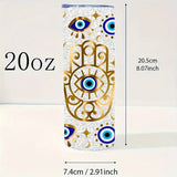 Insulated Stainless Steel Blue Eyes Pattern Tumbler With Lid Coffee Travel Mug