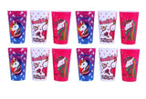 12PCE Cups Reusable Lightweight Party Picnic Kids Unicorn Designs Assorted 330ml