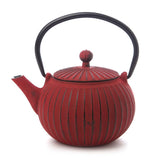 Teaology Ribbed Cast Iron Teapot Ribbed Design Tea Kitchen Red 500ml