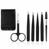 6x Professional Eyebrow Tweezers Set Plucker Puller Slanted Pointed Tip Manicure