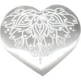 Heart Selenite with Lotus Engraving 7cm