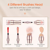 2PK Compact Makeup Brush Set 4in1 Cosmetic Portable Make up Clevinger