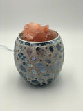 HiImalayan Crystal Salt Lamp Natural Rock  Glass Mosaic Vase Bowl - Aqua Pebble