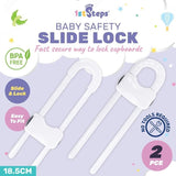 4PK Safety Slide Lock Cabinet Drawers Baby Safety D-Shape Handles Round Knobs