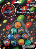 10PK Super Bounce Balls Party Central Playtime Endless Fun Marble Print 2.5cm