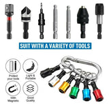 6pcs Bit Holder Screwdriver Adapter 6.35mm Hex Shank Drill Screws Portable Drill Bit Extension Bar with Keychain for Storage and Quick Release of Drill Bit