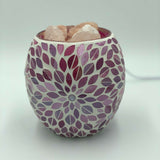 Himalayan Crystal Salt Lamp Glass Mosaic Bowl - Pink Flower