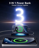 Mini Power Bank 10000mAh 22.5W Portable Powerbank Built-in Cable 3IN1 USB-C