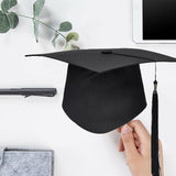 Graduation Hat Unisex Decorative Polyester Adult Graduation Tassel Cap for Bachelor Black