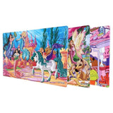 4PCE Dual Sided Jigsaw Puzzle With Colouring Pictures Party 42x28cm Assorted