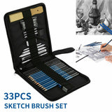 33PC Drawing Sketch Set Charcoal Pencil Eraser Art Craft Painting Sketching Kit