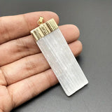 Pendant White Gypsum Crystal Necklace Natural Selenite Cleansing Reiki Golden