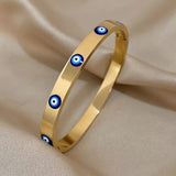Stylish Gold Plated Evil Eye Bracelet Stainless Steel Wrist Jewellery Gift