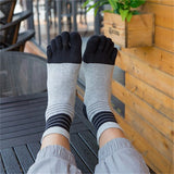 2 Pairs Mens Cotton Athletic Running Sports Socks Finger Toe Socks - Grey Black