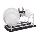 Dish Rack 2 Tier Drying Drainer Board Tray Cutlery Organiser Aluminium D.Line