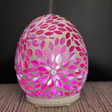 Pink Flower Glass Mosaic Aroma Electric Diffuser Essential Oils Aromatherapy Lrg