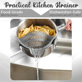 Strainer and Pasta Adjustable Silicone Clip on for Pots Pans Bowls Kitchen