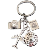 1pc Travel Camera Airplane Passport Globe Design Keychain Keyring Gift