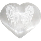 Heart Selenite with Angel Wings Engraving 7cm