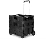 Foldable Shopping Basket Portable Folding with Wheels Grocery Cart Trolley Crate