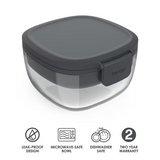 Bentgo All-In-One Glass Salad Container To Go Dressing Lunch Box Set Dark Grey