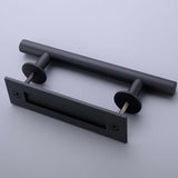 Door Handle Sliding Flush Pull 12" Barn Wood Door Gate Stainless Steel - Black