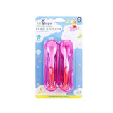 1PC Fork & Spoon Feeding Set With Travel Case 1st Steps Suction Cup Base - Pink