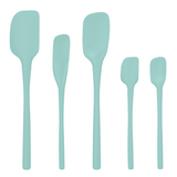 5 Piece Set Silicone Spatula Spoon Spoonula Tovolo Flex Core - Light Aqua