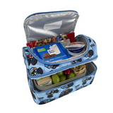 Sachi Insulated Double Decker Lunch Bag Tote Storage  Style 235 - Monster Trucks