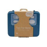 Melii Luxe Two Tier Bento Box with Utensils Kids Snack Bento Box - Blue