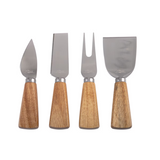 Set 4pcs Mini Cheese Knives PIZZAZZ w/ Acacia Wood Handle Picnic Events Kitchen