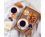 Bamboo Wooden Serving Tray Tea Coffee Lap Tray Table+Drawer Breakfast Food Table