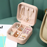 Mini Small Portable Travel Jewelry Organiser Box with Zipper Storage Case - PINK