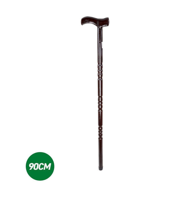 1PK Walking Stick Wooden 1st Care Non Slip Handle Strong Solid 90cm