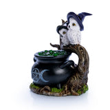 Snowy Owl Cauldron LED Light Green Resin Bubbles Decoration Halloween