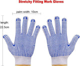 12Pcs Safe Work Cotton Gloves Knitted Labor Garden Hand Protect Skid Proof