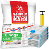 Vacuum Storage Bags Reusable space savers Pack of 8 (4 Large + 4 Medium)