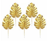 20Pcs Tropical Hawaiian Artificial Palm Monstera Leaves Party Luau Gold 39cm