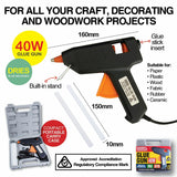Handy Hardware 40W Hot Glue Gun W Carry Case + 6 Glue Sticks Craft Hobby