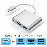 Type C to USB-C HDMI USB 3.0 Adapter Converter Cable 3 in 1 Hub For MacBook