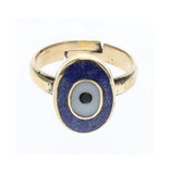 Ring Brass Evil Eye Blue Adjustable