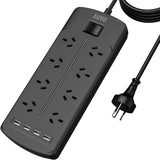 Power Strip with 8 AC Outlets and 4 USB Charging Ports 2400W/10A 525 Joules