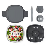 Bentgo All-In-One Glass Salad Container To Go Dressing Lunch Box Set Dark Grey