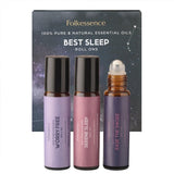 Set of 3 Folkessence Best Sleep Gift Pack Roll-On Essential Oils Fragrance 10ml