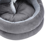 Paws & Claws Plush Cushion Velvet Cat Bed Cave With Toy