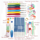 Knitting Needles Crochet Hooks Set Tools Kit Yarn Sewing Tools Grip With Box DIY