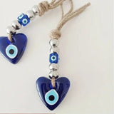 1pc HeartShaped Glass Blue Eyes Turkish Style Demon Eyes Pendant Home Protection