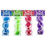 3PK Tennis Balls Pet Basic Brightly Coloured Paw Print Design Fetch 6cm Assorted